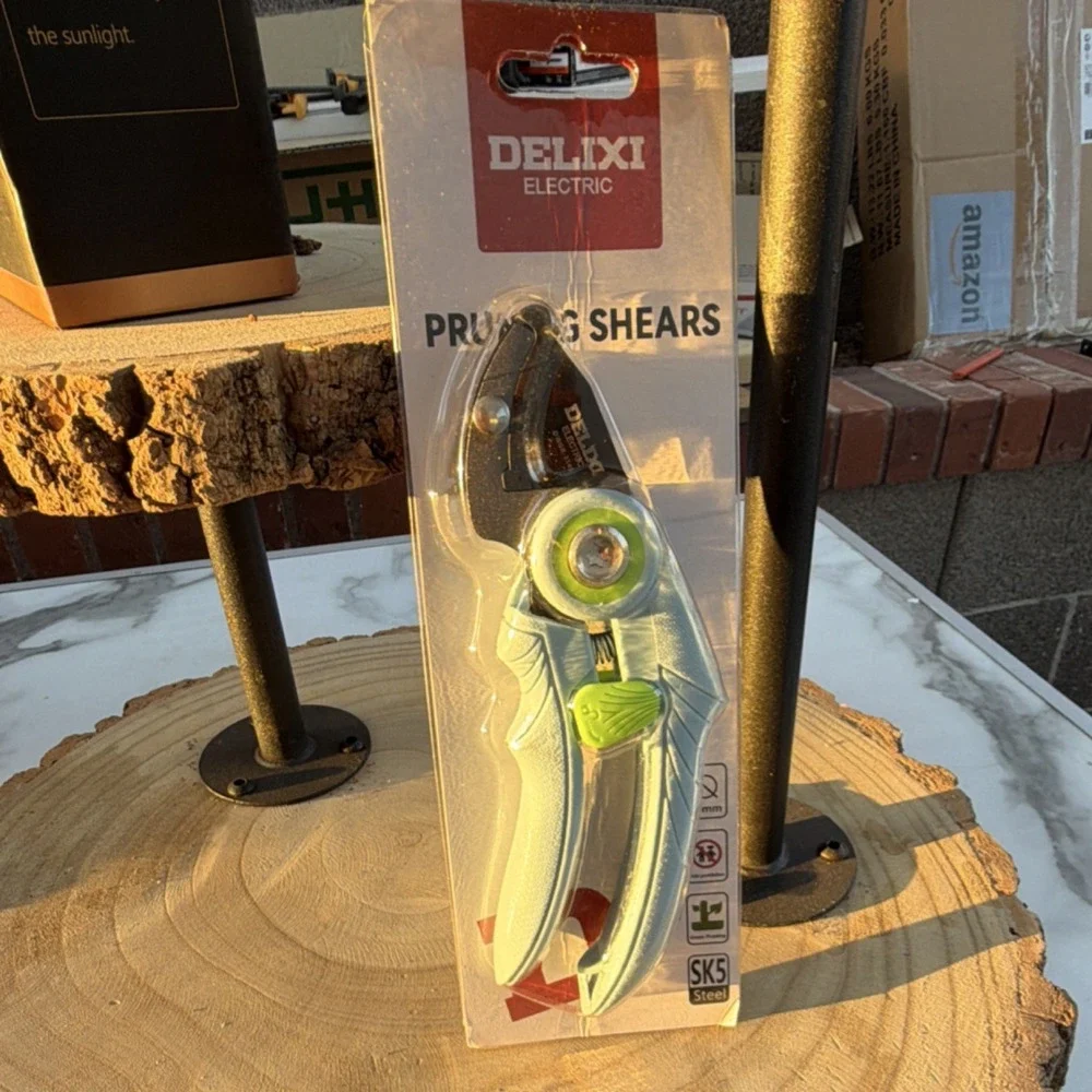 DELIXI SK5 Steel Pruning Shears XDQA-BB-S, 20mm Blade, Silver Green